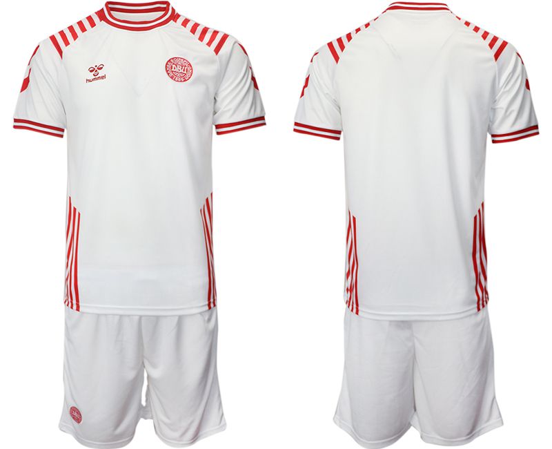 Men 2022 World Cup National Team Denmark away white blank Soccer Jersey->denmark->Soccer Country Jersey